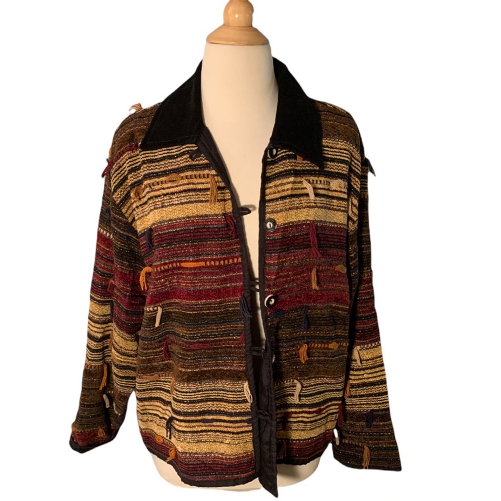 - New Direction Woven Cotton Tweed-like Blazer or Jacket with Shimmer Deta…